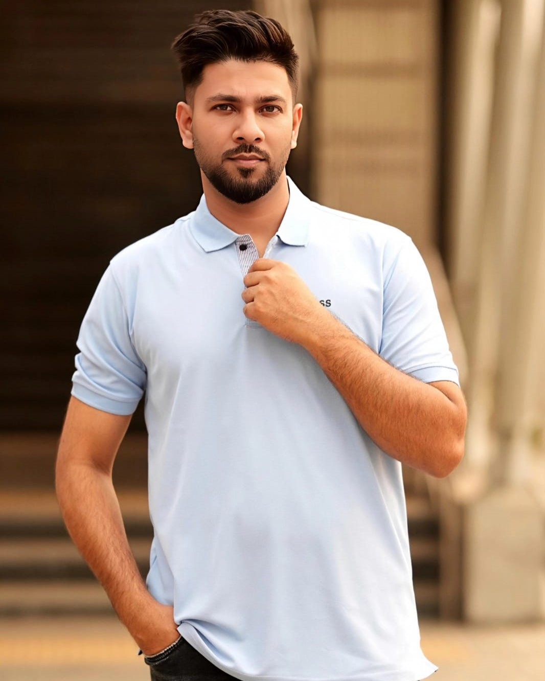 Solid color polo