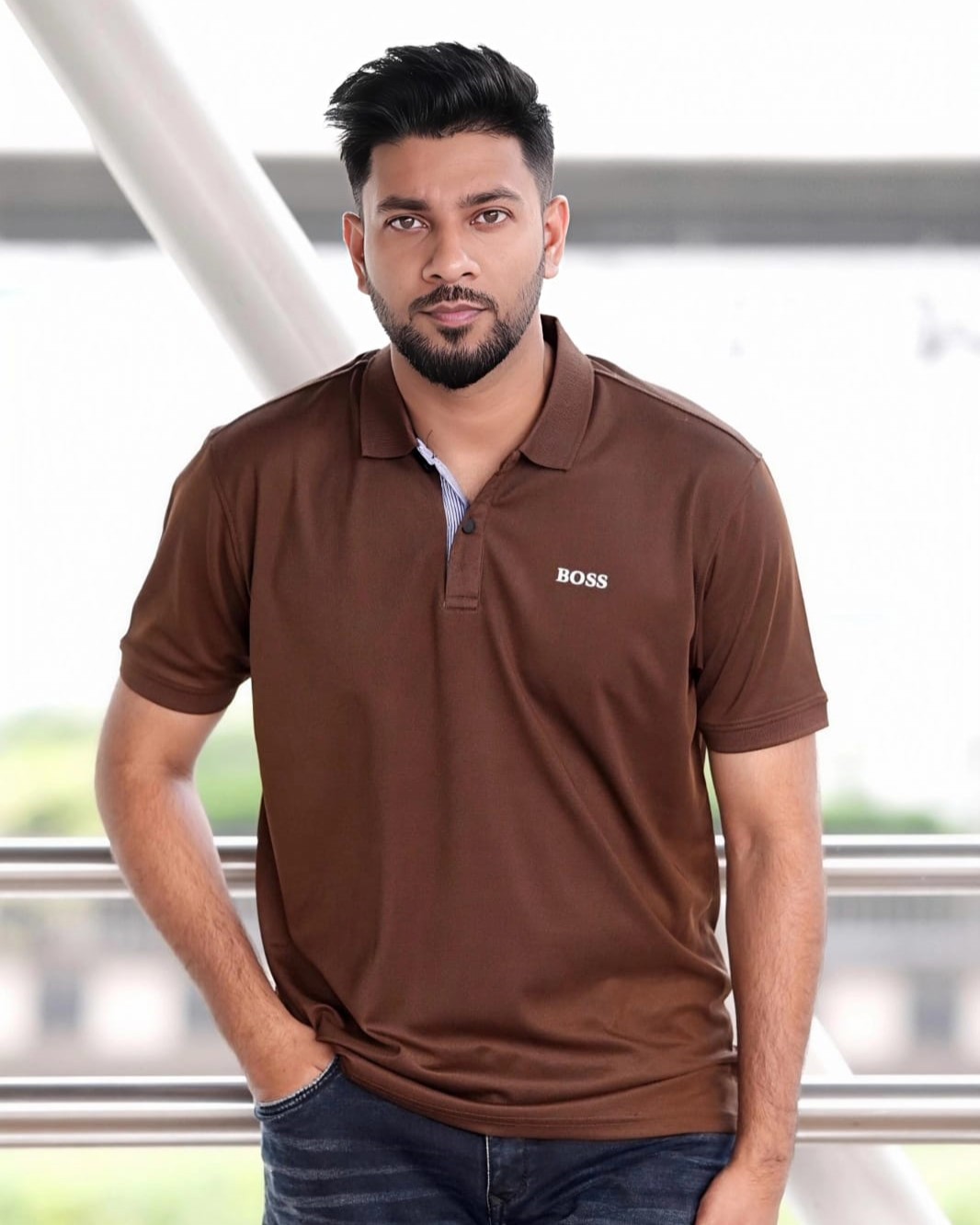 Solid color polo