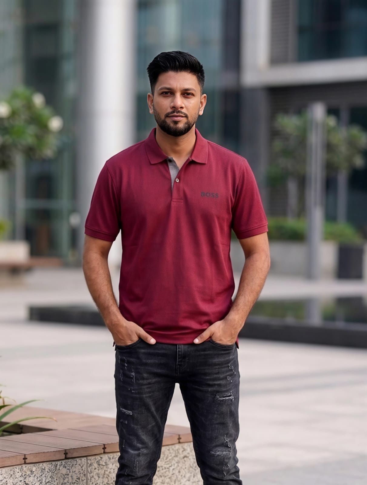 Solid color polo